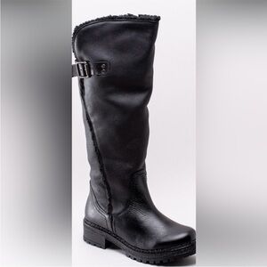 Musse & Cloud Black Lug Sole Fleece Lined Moto Boots EUR 40 / US 9